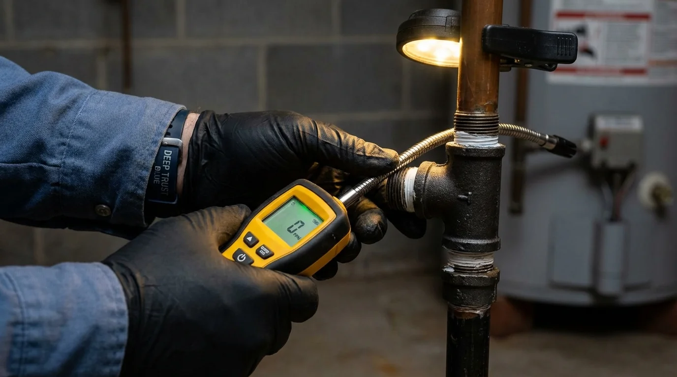 Gas leak detection with electronic sniffer by Johns Plumbing LLC in Montebello