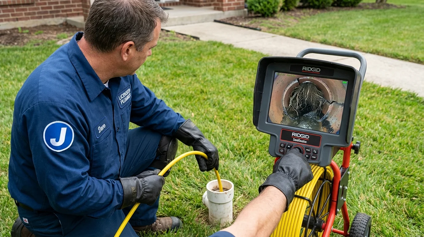 Sewer camera inspection being performed by Johns Plumbing LLC in Montebello